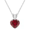 Glistening Jewels 10k Gold 6mm Heart Shape Created Ruby Pendant Necklace In Multi