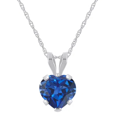 Glistening Jewels 10k Gold 6mm Heart Shape Created Sapphire Pendant Necklace In Multi