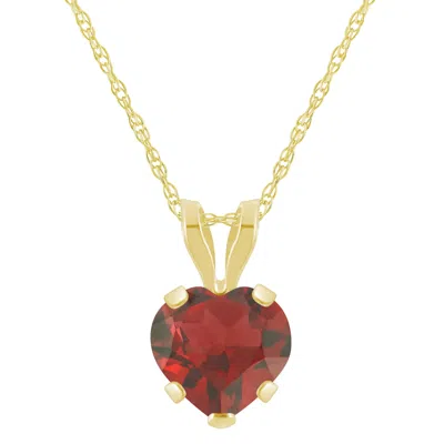 Glistening Jewels 10k Gold 6mm Heart Shape Garnet Pendant Necklace In Multi