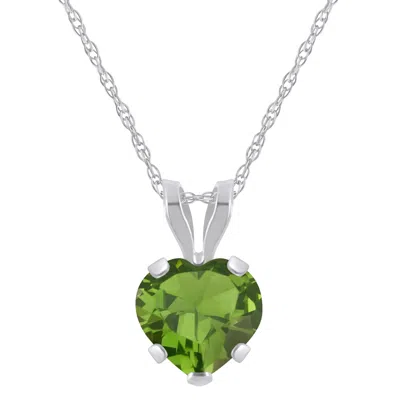 Glistening Jewels 10k Gold 6mm Heart Shape Peridot Pendant Necklace In Brown