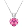 Glistening Jewels 10k Gold 6mm Heart Shape Pink Topaz Pendant Necklace In Multi