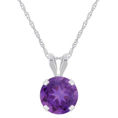 Glistening Jewels 10k Gold 6mm Round Amethyst Pendant Necklace In Multi