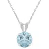 Glistening Jewels 10k Gold 6mm Round Aquamarine Pendant Necklace In Multi