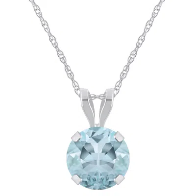 Glistening Jewels 10k Gold 6mm Round Aquamarine Pendant Necklace In Multi