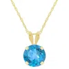 Glistening Jewels 10k Gold 6mm Round Blue Topaz Pendant Necklace In Multi