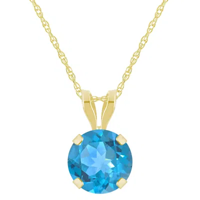 Glistening Jewels 10k Gold 6mm Round Blue Topaz Pendant Necklace In Multi