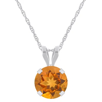 Glistening Jewels 10k Gold 6mm Round Citrine Pendant Necklace In Multi