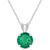 Glistening Jewels 10k Gold 6mm Round Created Emerald Pendant Necklace In Multi