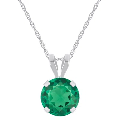 Glistening Jewels 10k Gold 6mm Round Created Emerald Pendant Necklace In Multi