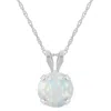 Glistening Jewels 10k Gold 6mm Round Created Opal Pendant Necklace In Multi