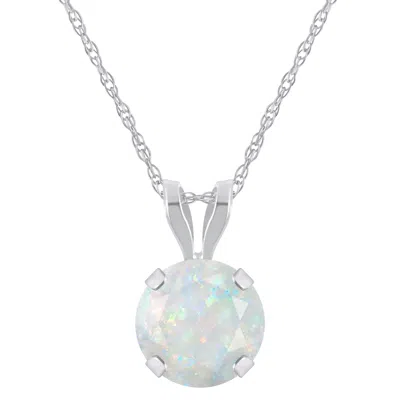 Glistening Jewels 10k Gold 6mm Round Created Opal Pendant Necklace In Multi