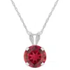 Glistening Jewels 10k Gold 6mm Round Created Ruby Pendant Necklace In Multi
