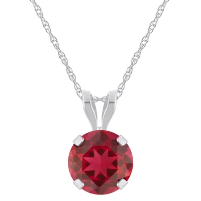 Glistening Jewels 10k Gold 6mm Round Created Ruby Pendant Necklace In Multi
