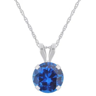 Glistening Jewels 10k Gold 6mm Round Created Sapphire Pendant Necklace In Multi