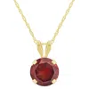 Glistening Jewels 10k Gold 6mm Round Garnet Pendant Necklace In Multi
