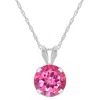 Glistening Jewels 10k Gold 6mm Round Pink Topaz Pendant Necklace In Multi