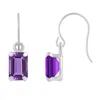 Glistening Jewels 10k Gold 6x4mm Emerald Cut Amethyst Drop Earrings In Purple