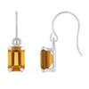 Glistening Jewels 10k Gold 6x4mm Emerald Cut Citrine Drop Earrings In Brown