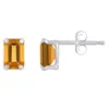 Glistening Jewels 10k Gold 6x4mm Emerald Cut Citrine Stud Earrings In Brown