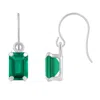 Glistening Jewels 10k Gold 6x4mm Emerald Cut Created Emerald Drop Earrings In Green