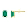Glistening Jewels 10k Gold 6x4mm Emerald Cut Created Emerald Stud Earrings In Green