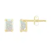 Glistening Jewels 10k Gold 6x4mm Emerald Cut Created Opal Stud Earrings In White