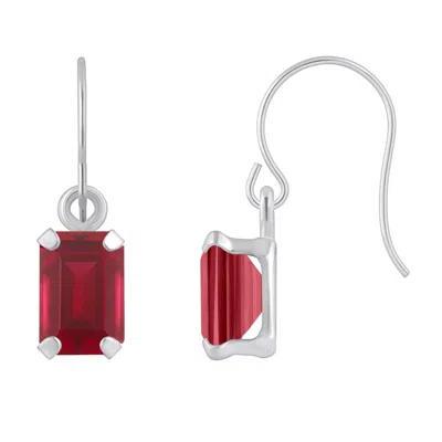 Glistening Jewels 10k Gold 6x4mm Emerald Cut Created Ruby Drop Earrings In Brown