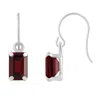 Glistening Jewels 10k Gold 6x4mm Emerald Cut Garnet Drop Earrings In Burgundy