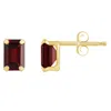 Glistening Jewels 10k Gold 6x4mm Emerald Cut Garnet Stud Earrings In Brown
