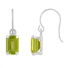 Glistening Jewels 10k Gold 6x4mm Emerald Cut Peridot Drop Earrings In Green