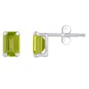 Glistening Jewels 10k Gold 6x4mm Emerald Cut Peridot Stud Earrings In Green