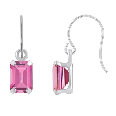 Glistening Jewels 10k Gold 6x4mm Emerald Cut Pink Topaz Drop Earrings
