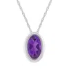 Glistening Jewels 10k Gold 6x4mm Oval Amethyst Pendant Necklace In Blue