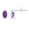 Glistening Jewels 10k Gold 6x4mm Oval Amethyst Stud Earrings In Metallic