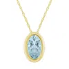 Glistening Jewels 10k Gold 6x4mm Oval Aquamarine Pendant Necklace In Gold