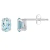 Glistening Jewels 10k Gold 6x4mm Oval Aquamarine Stud Earrings In Blue