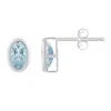 Glistening Jewels 10k Gold 6x4mm Oval Aquamarine Stud Earrings In Metallic
