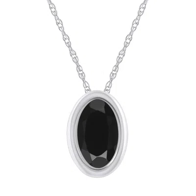 Glistening Jewels 10k Gold 6x4mm Oval Black Onyx Pendant Necklace