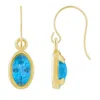 Glistening Jewels 10k Gold 6x4mm Oval Blue Topaz Drop Earrings In Gold