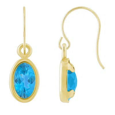 Glistening Jewels 10k Gold 6x4mm Oval Blue Topaz Drop Earrings