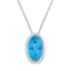 Glistening Jewels 10k Gold 6x4mm Oval Blue Topaz Pendant Necklace In Blue
