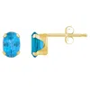 Glistening Jewels 10k Gold 6x4mm Oval Blue Topaz Stud Earrings In Blue