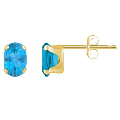 Glistening Jewels 10k Gold 6x4mm Oval Blue Topaz Stud Earrings