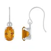 Glistening Jewels 10k Gold 6x4mm Oval Citrine Drop Earrings In Brown