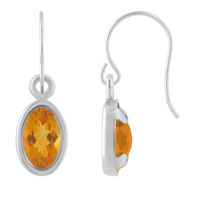 Glistening Jewels 10k Gold 6x4mm Oval Citrine Drop Earrings In Metallic