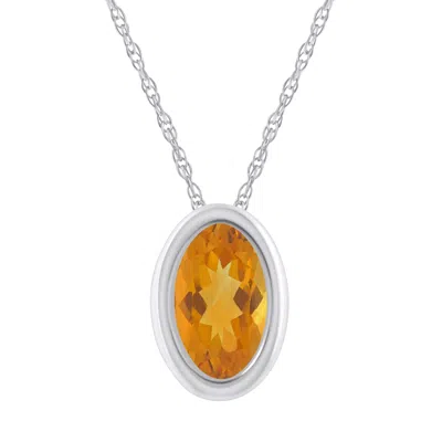 Glistening Jewels 10k Gold 6x4mm Oval Citrine Pendant Necklace In Brown