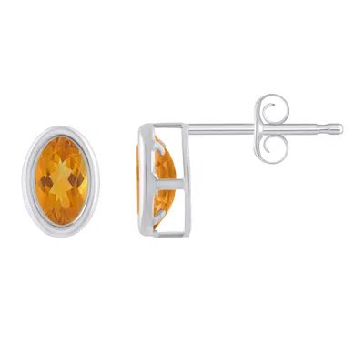 Glistening Jewels 10k Gold 6x4mm Oval Citrine Stud Earrings In Multi