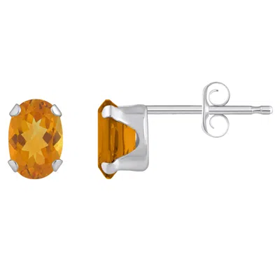 Glistening Jewels 10k Gold 6x4mm Oval Citrine Stud Earrings In Orange