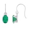 Glistening Jewels 10k Gold 6x4mm Oval Created Emerald Drop Earrings In Brown