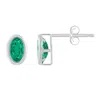 Glistening Jewels 10k Gold 6x4mm Oval Created Emerald Stud Earrings In Black